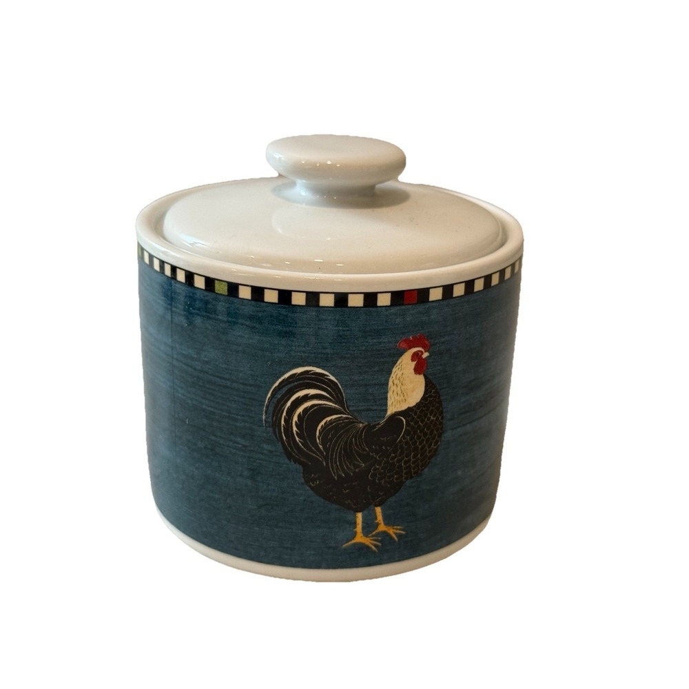 Vintage CANISTER‎ Sakura Rooster Hand Painted Ceramic ~ RARE 4"H